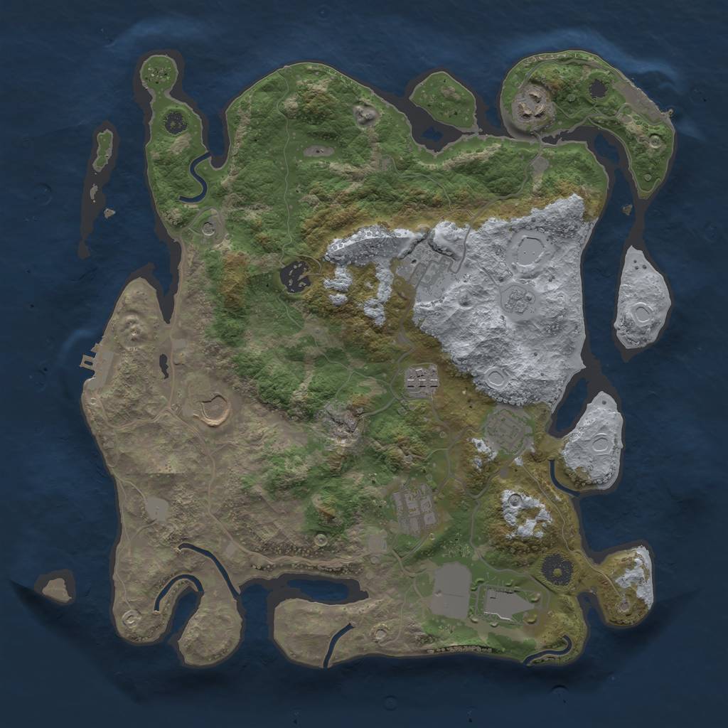 Rust Map: Procedural Map, Size: 3500, Seed: 3584751, 15 Monuments