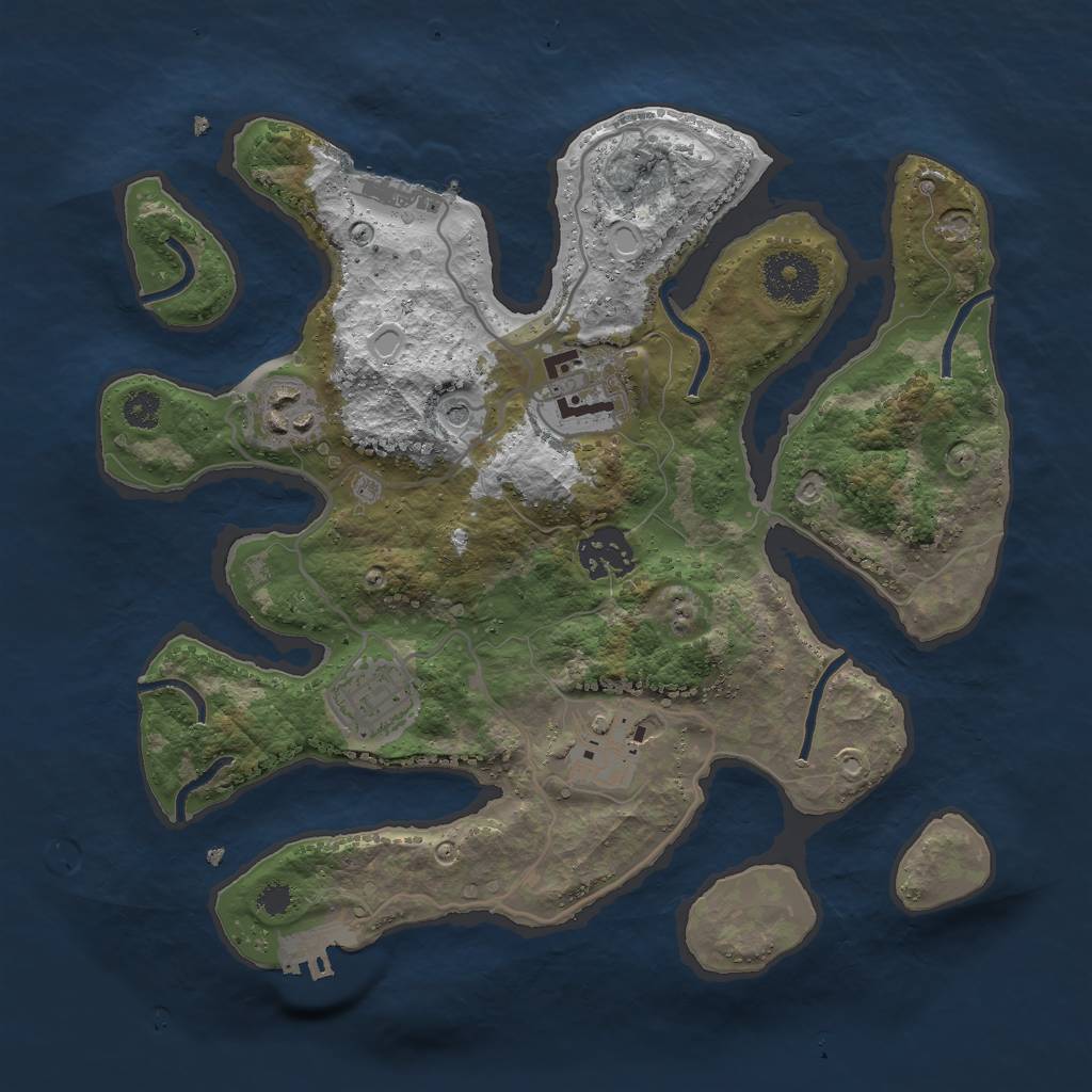 Rust Map: Procedural Map, Size: 3000, Seed: 207171160, 13 Monuments