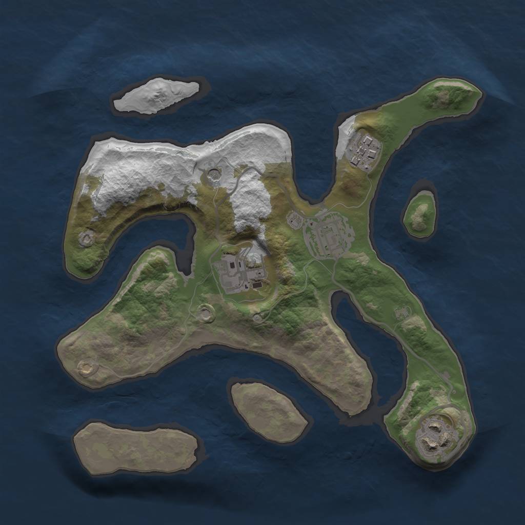 Rust Map: Barren, Size: 2500, Seed: 65411, 7 Monuments