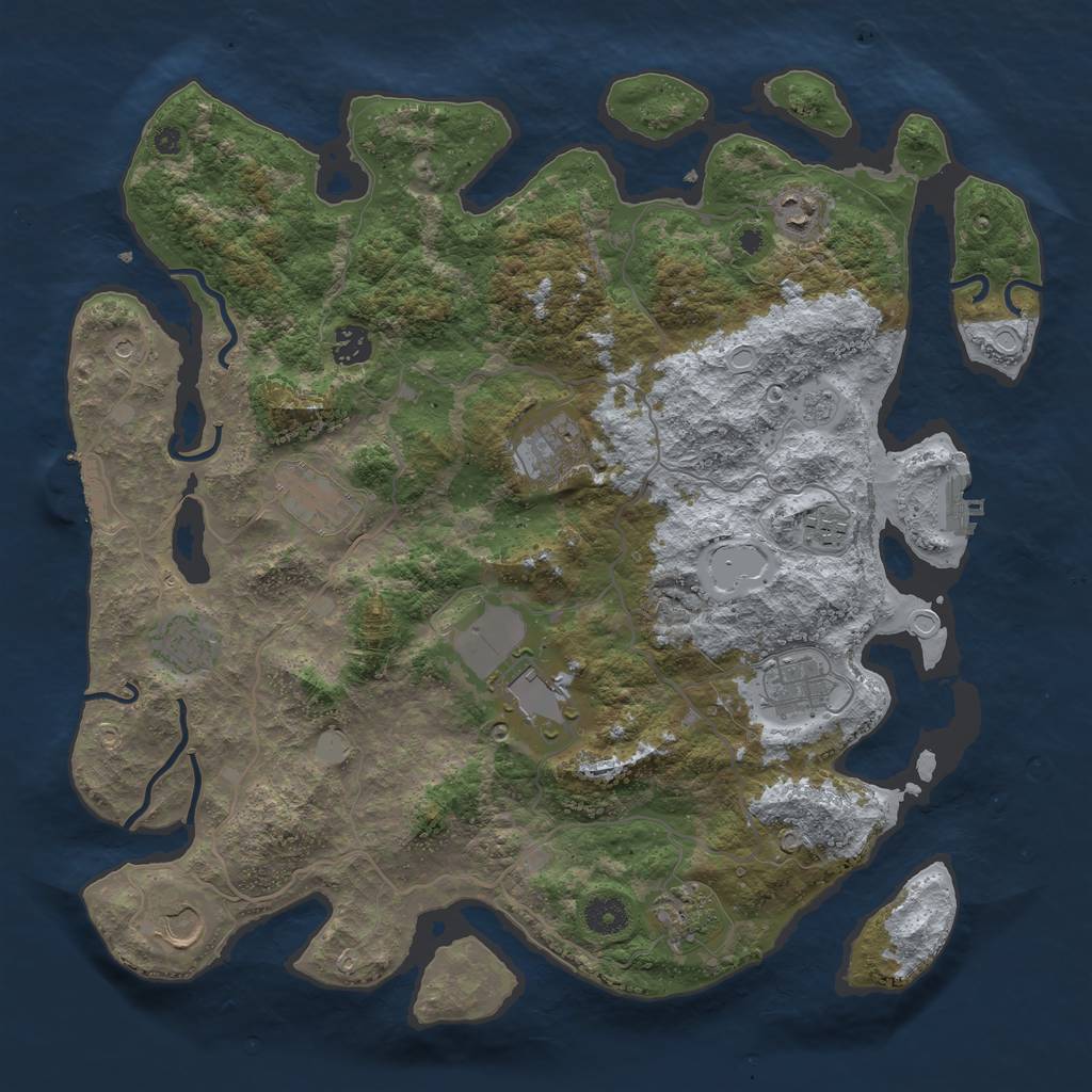 Rust Map: Procedural Map, Size: 4000, Seed: 548951, 17 Monuments