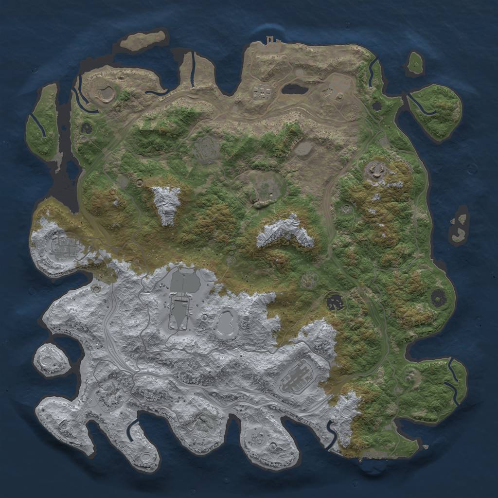 Rust Map: Procedural Map, Size: 4500, Seed: 124589, 18 Monuments