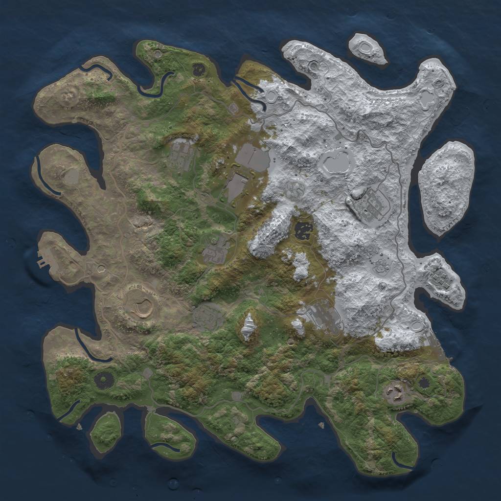 Rust Map: Procedural Map, Size: 4000, Seed: 309274032, 19 Monuments