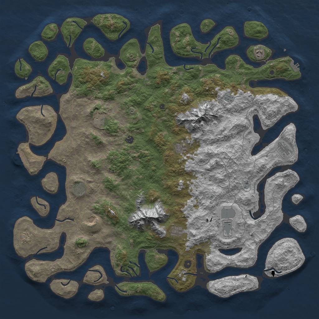 Rust Map: Procedural Map, Size: 6000, Seed: 1743837770, 19 Monuments