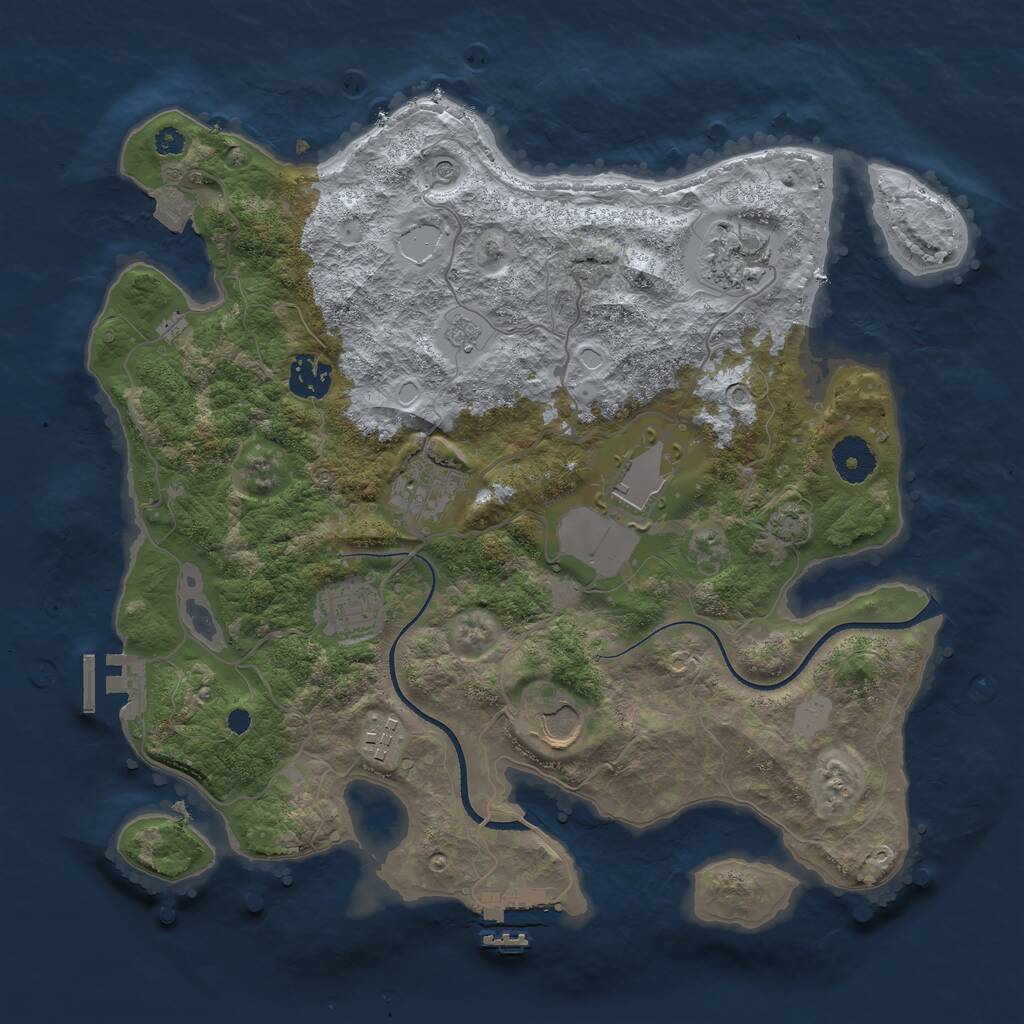 Rust Map: Procedural Map, Size: 3500, Seed: 145750999, 13 Monuments