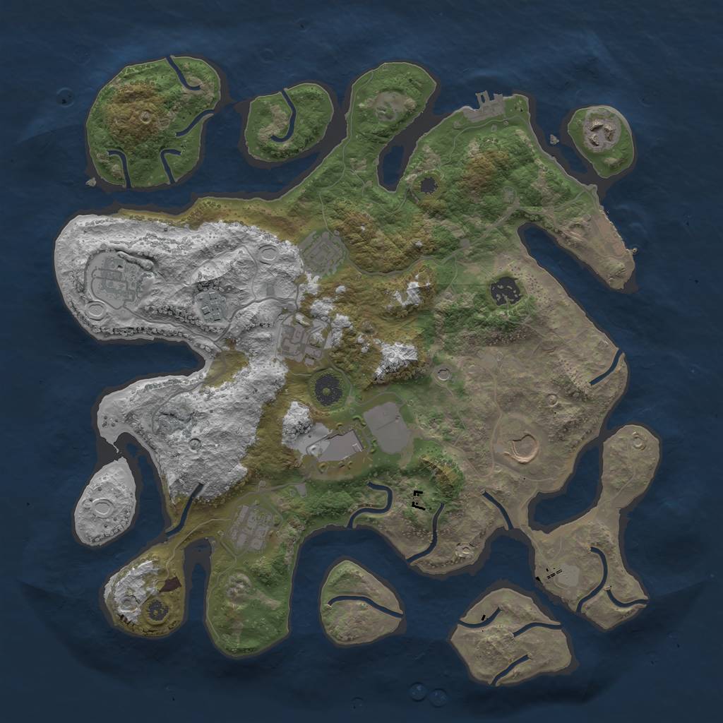 Rust Map: Procedural Map, Size: 3750, Seed: 5032789, 17 Monuments