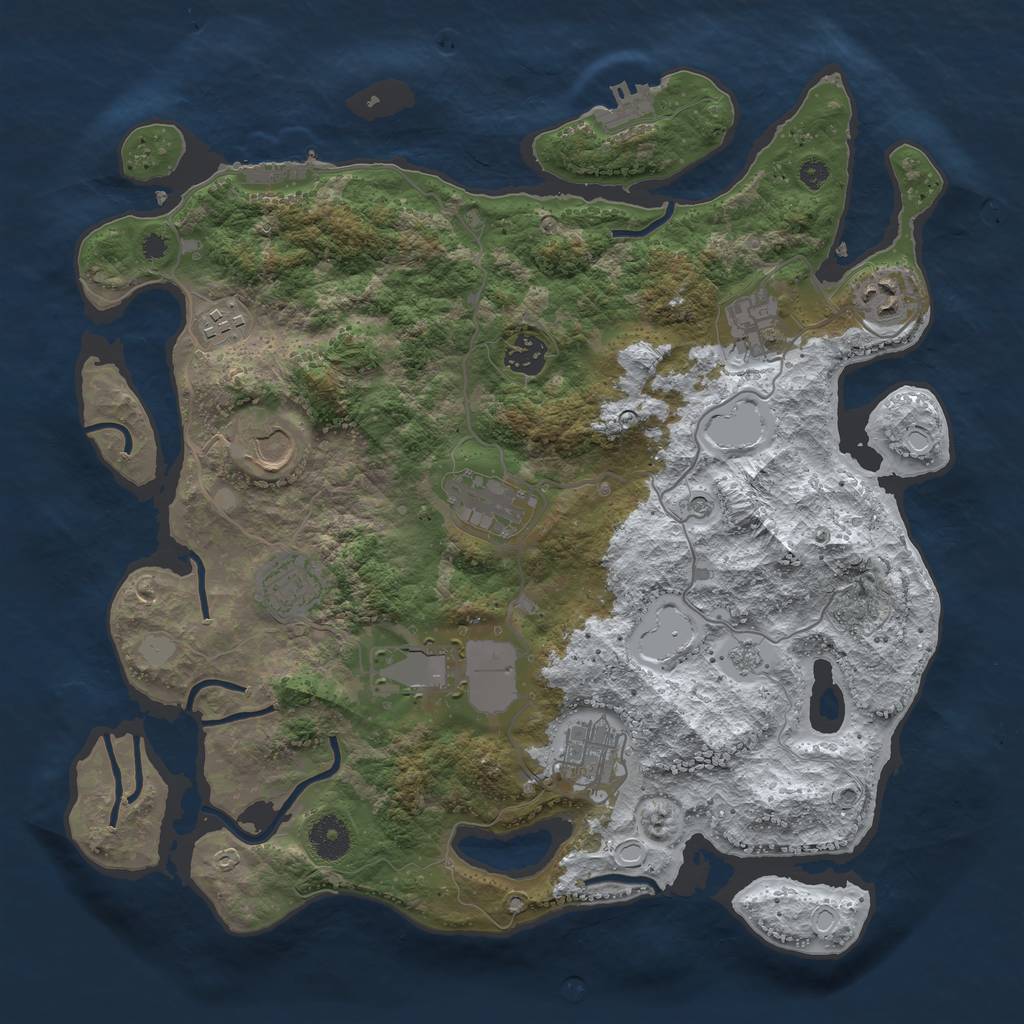Rust Map: Procedural Map, Size: 3700, Seed: 4206969, 18 Monuments
