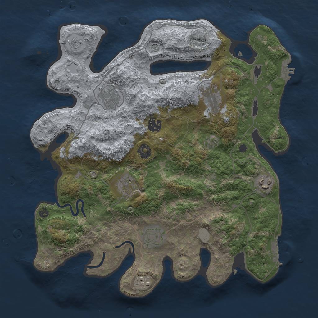 Rust Map: Procedural Map, Size: 3350, Seed: 1803129844, 14 Monuments