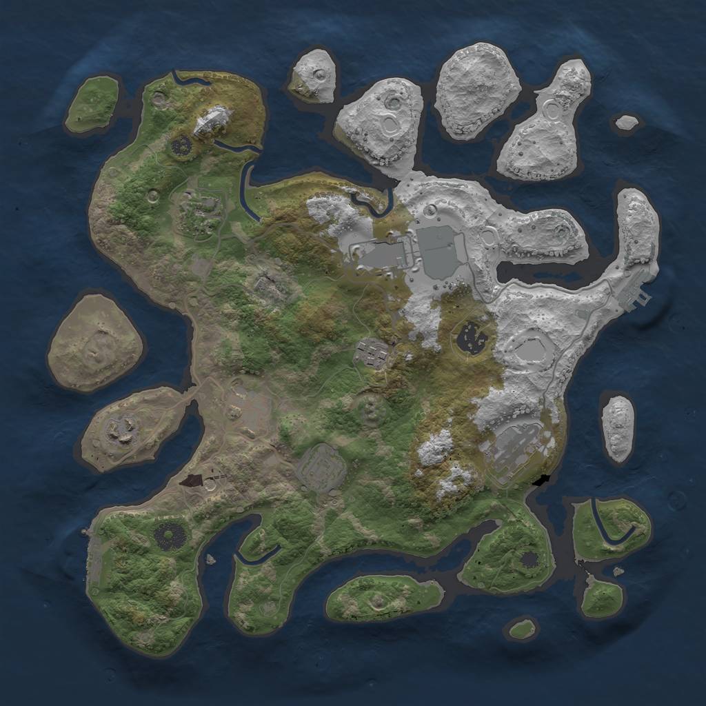 Rust Map: Procedural Map, Size: 3500, Seed: 1008818483, 19 Monuments