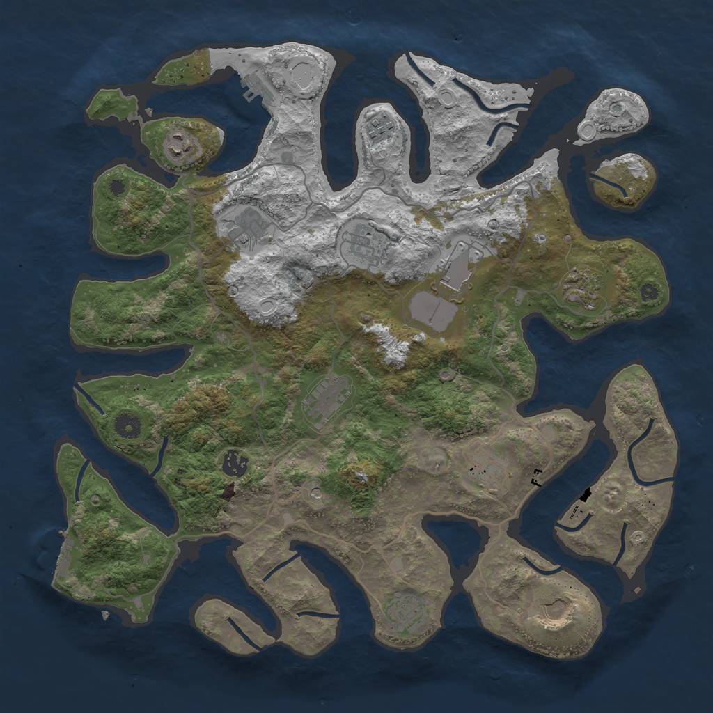 Rust Map: Procedural Map, Size: 4096, Seed: 122708, 19 Monuments