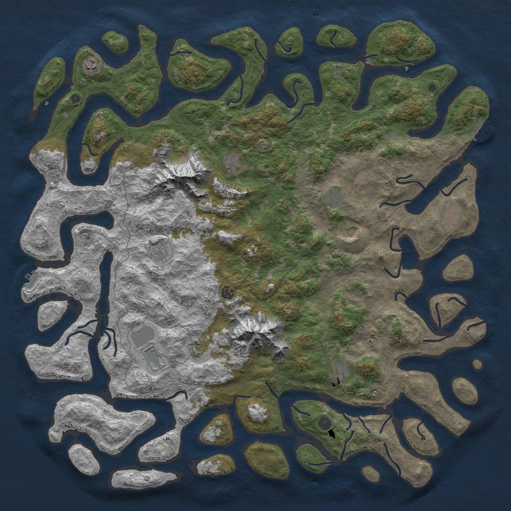 Rust Map: Procedural Map, Size: 6000, Seed: 56458047, 19 Monuments