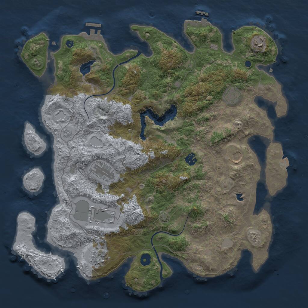 Rust Map: Procedural Map, Size: 4000, Seed: 1410822725, 13 Monuments