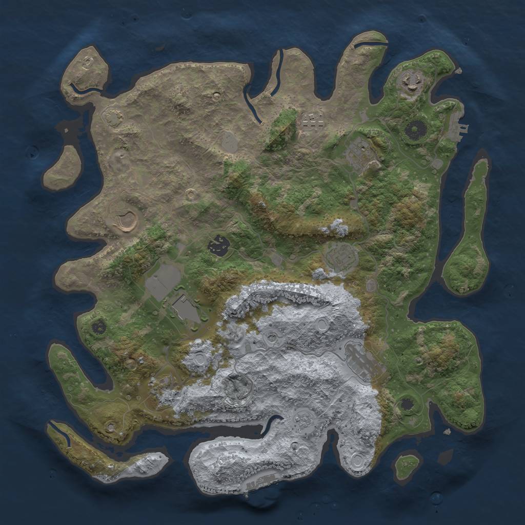 Rust Map: Procedural Map, Size: 3800, Seed: 132708, 17 Monuments