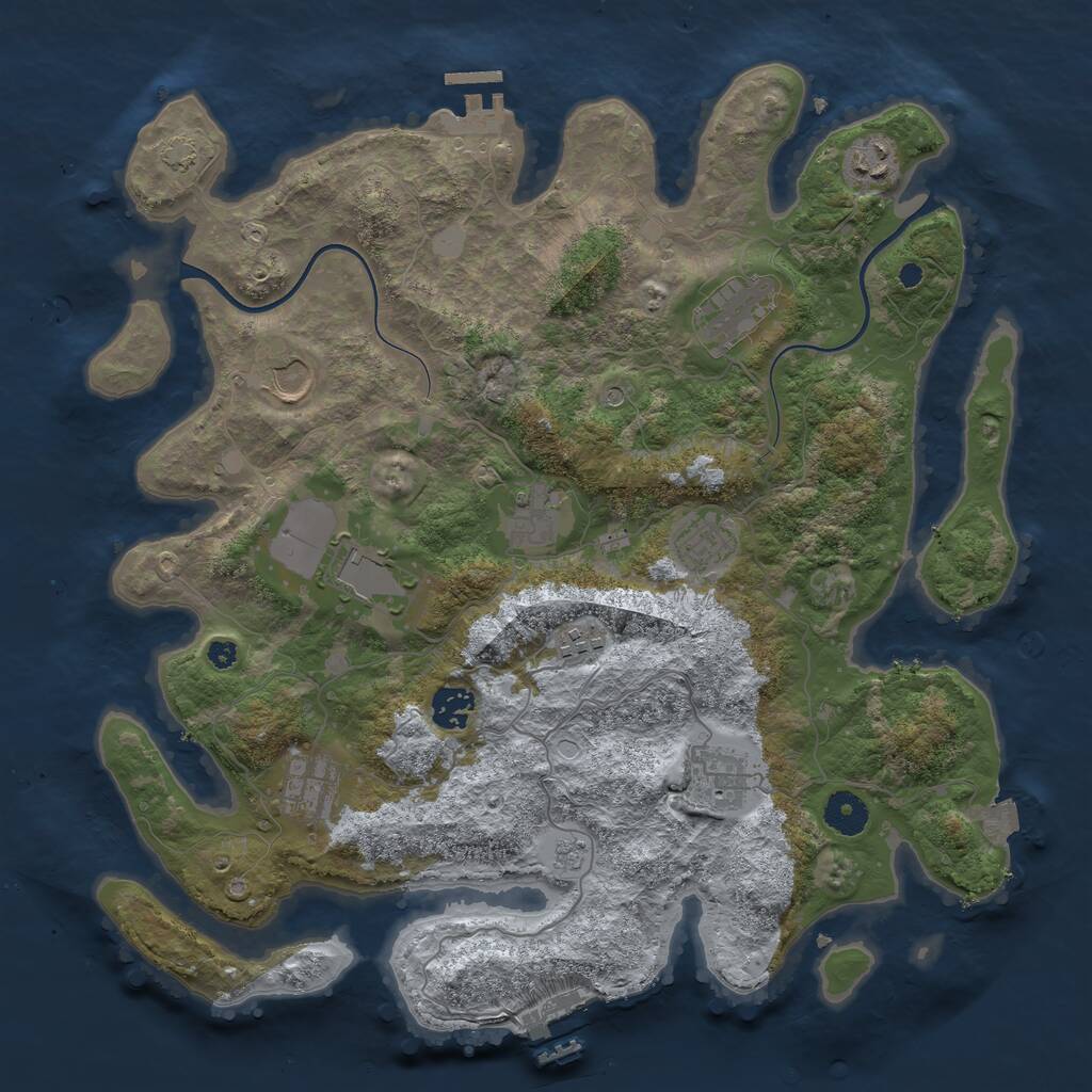 Rust Map: Procedural Map, Size: 3800, Seed: 132708, 16 Monuments