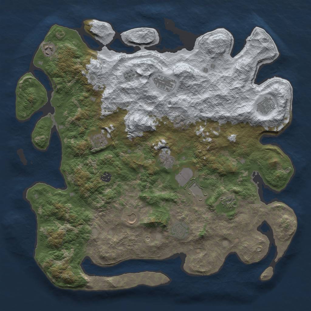 Rust Map: Barren, Size: 4500, Seed: 42708, 14 Monuments