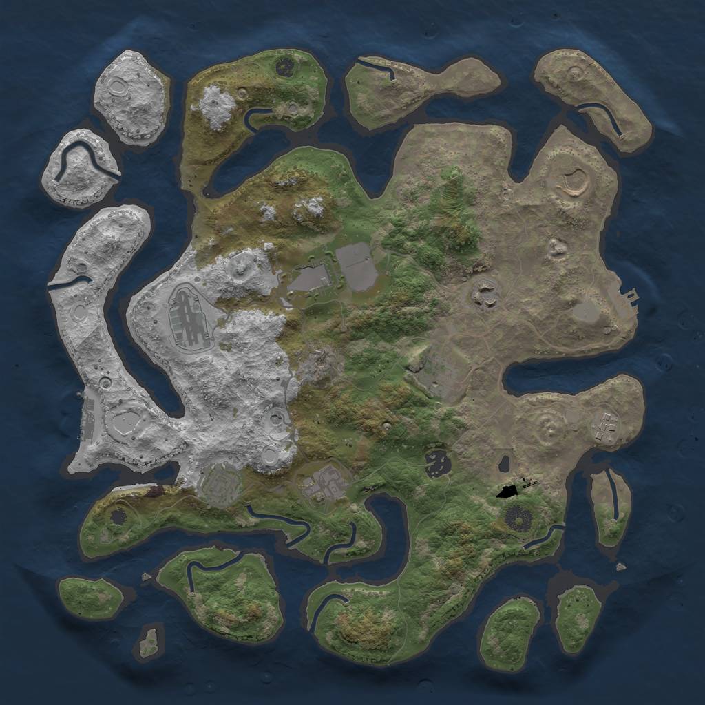 Rust Map: Procedural Map, Size: 3850, Seed: 546659227, 17 Monuments