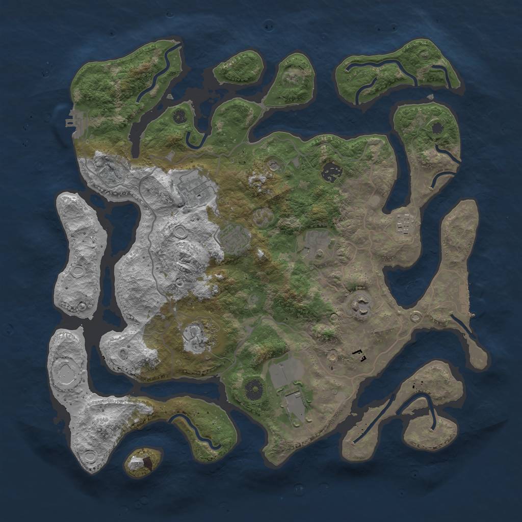 Rust Map: Procedural Map, Size: 4000, Seed: 59812511, 19 Monuments