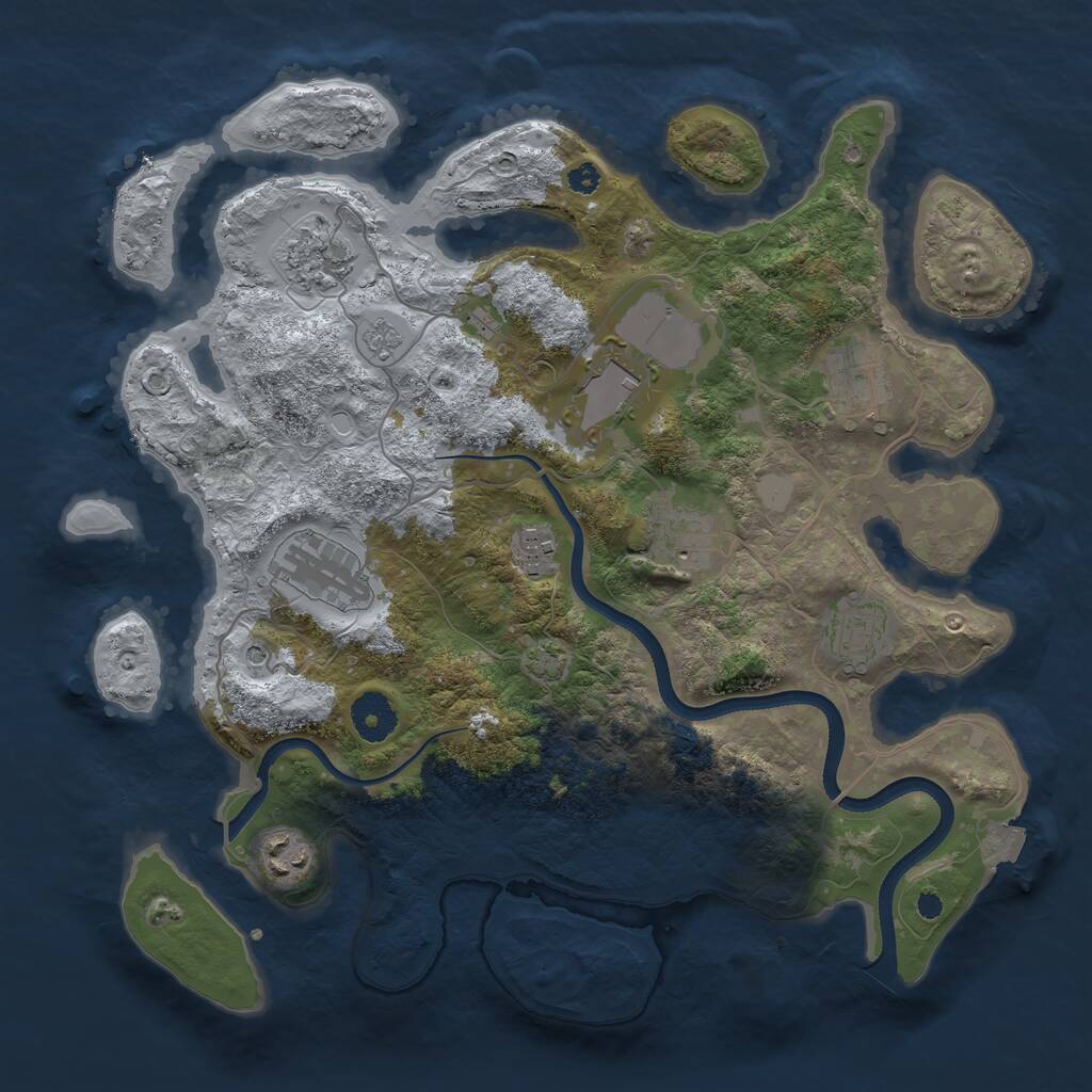 Rust Map: Procedural Map, Size: 3500, Seed: 1863583, 12 Monuments