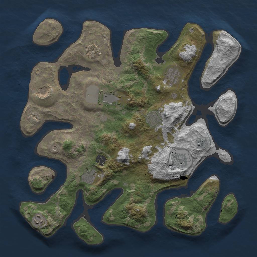 Rust Map: Barren, Size: 3750, Seed: 6567822, 13 Monuments