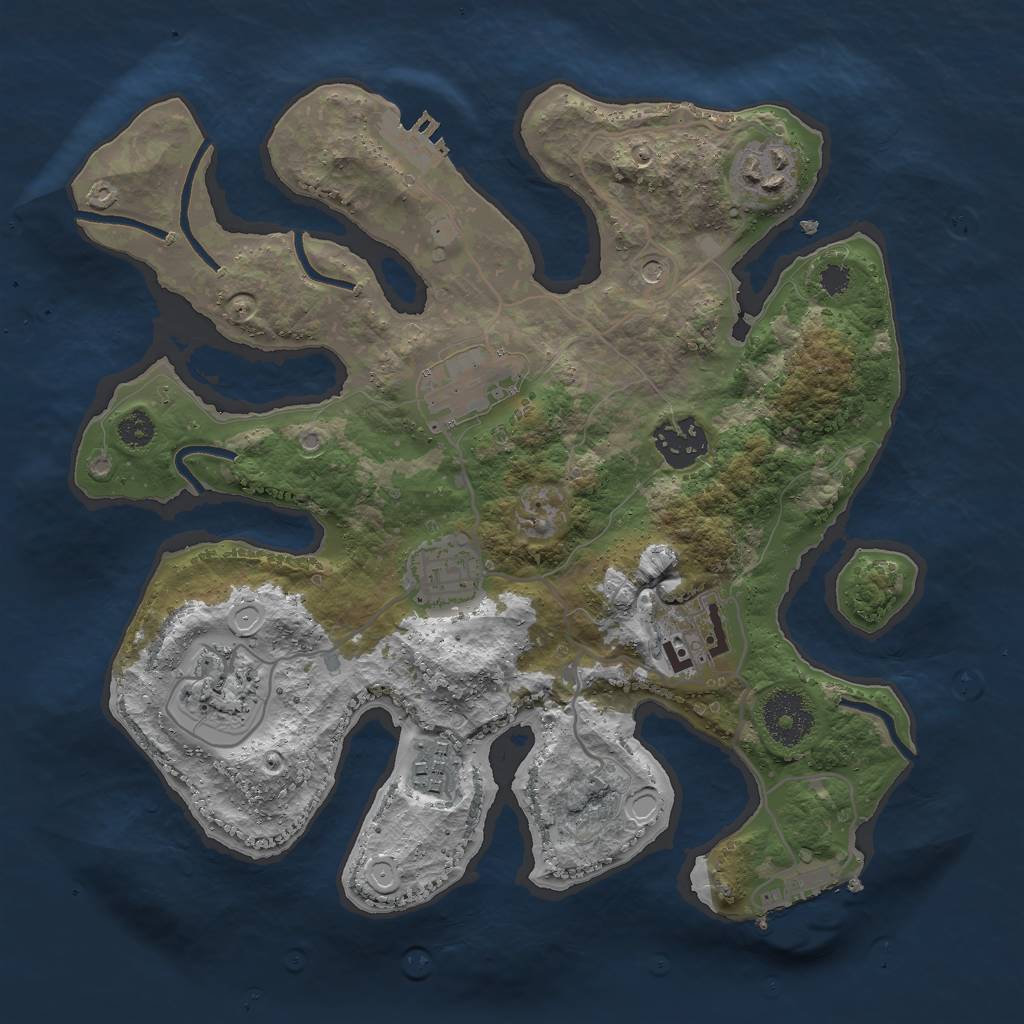 Rust Map: Procedural Map, Size: 3000, Seed: 2101906669, 18 Monuments