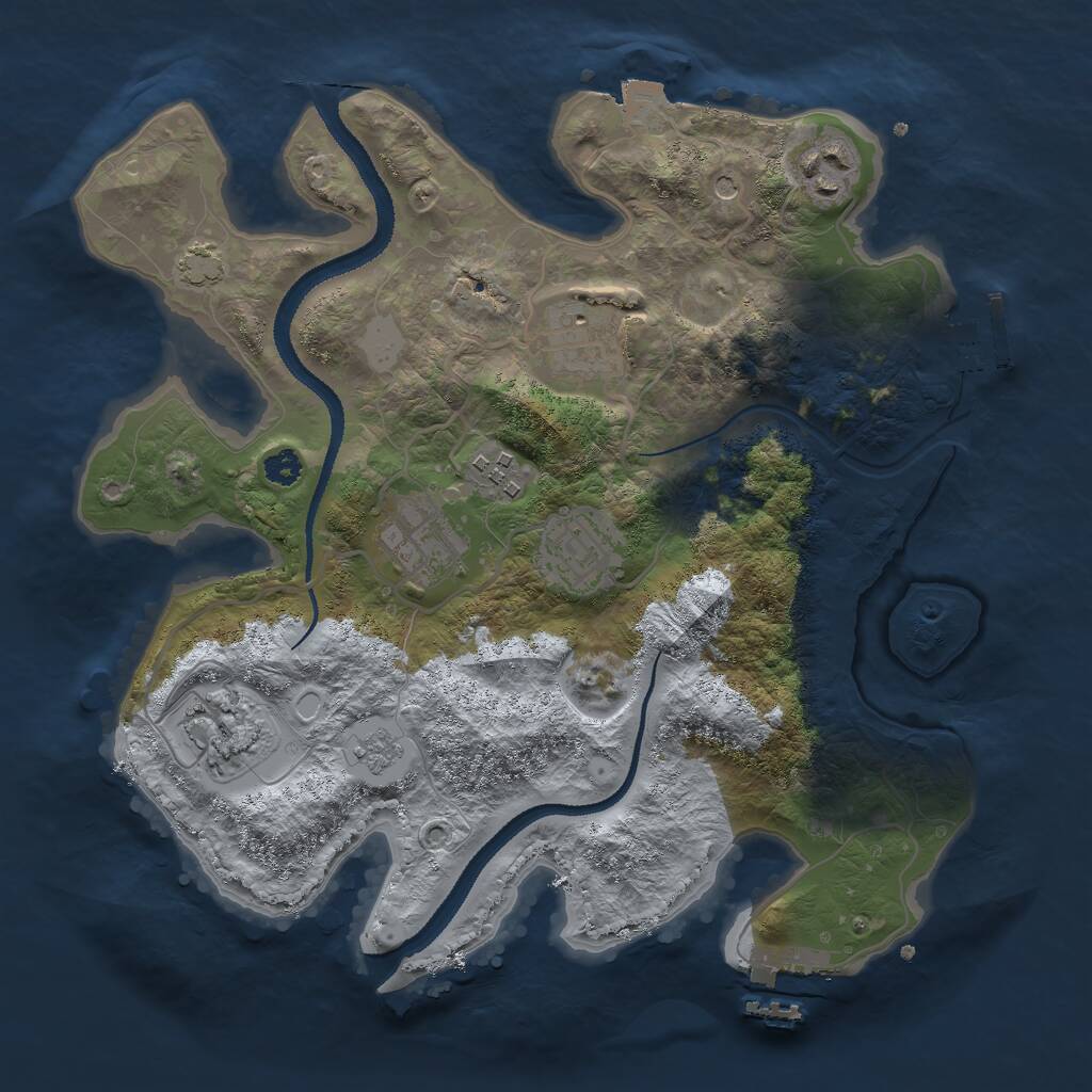 Rust Map: Procedural Map, Size: 3000, Seed: 2101906669, 12 Monuments