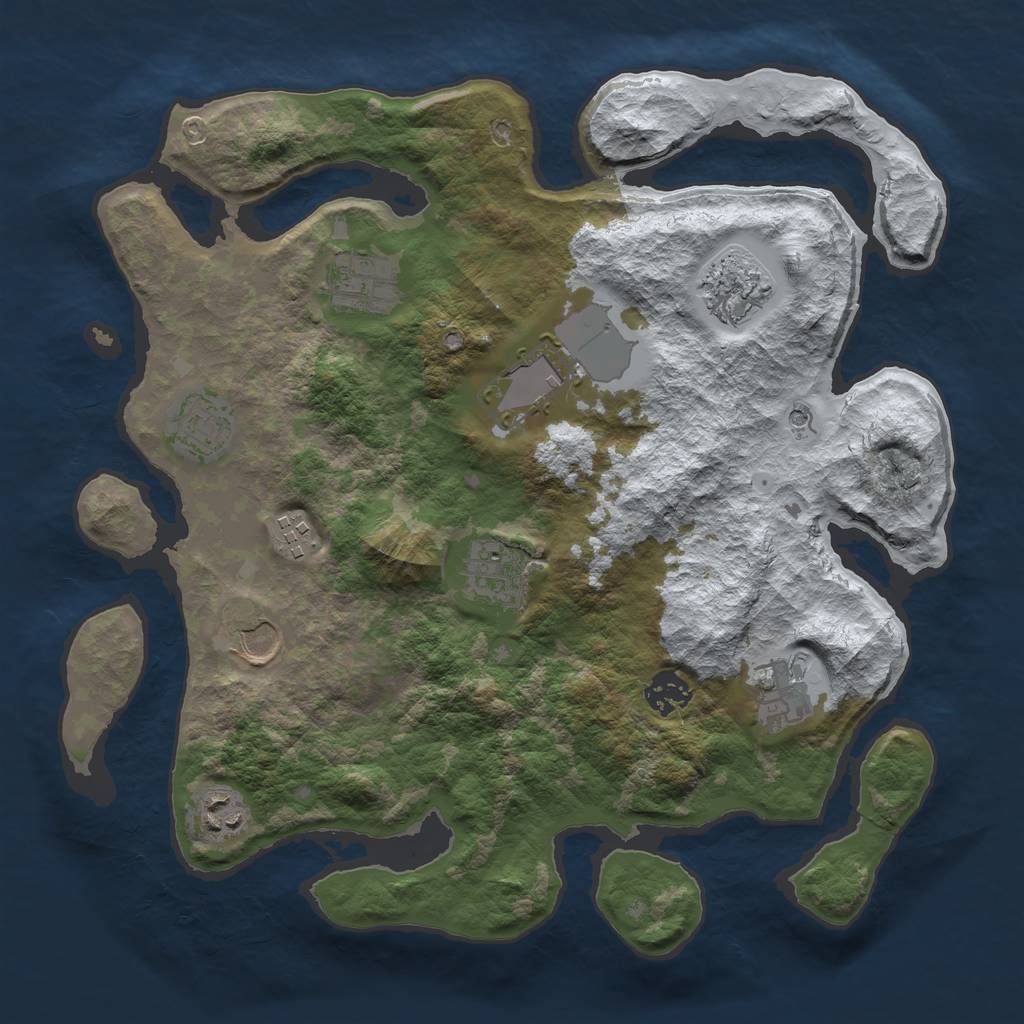 Rust Map: Barren, Size: 3500, Seed: 47637138, 13 Monuments