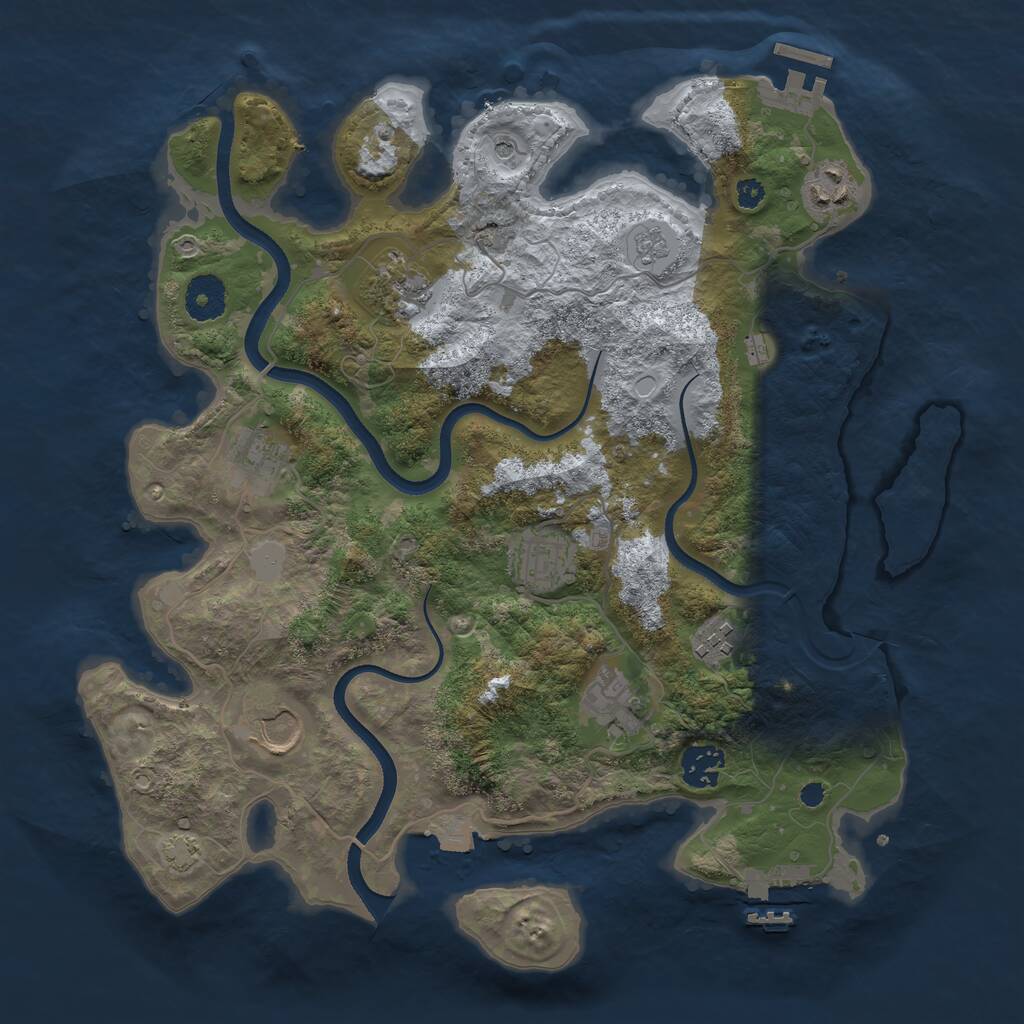 Rust Map: Procedural Map, Size: 3500, Seed: 64554127, 14 Monuments