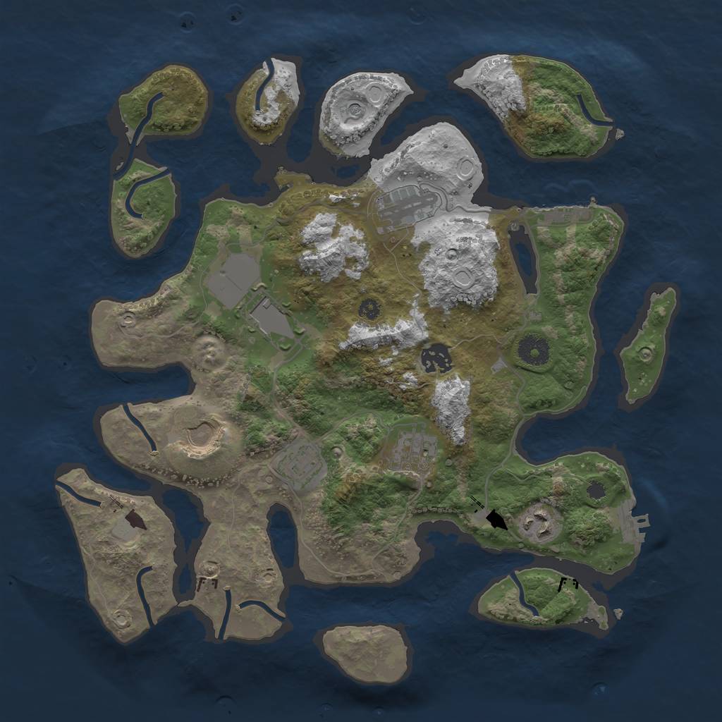 Rust Map: Procedural Map, Size: 3500, Seed: 64554127, 15 Monuments