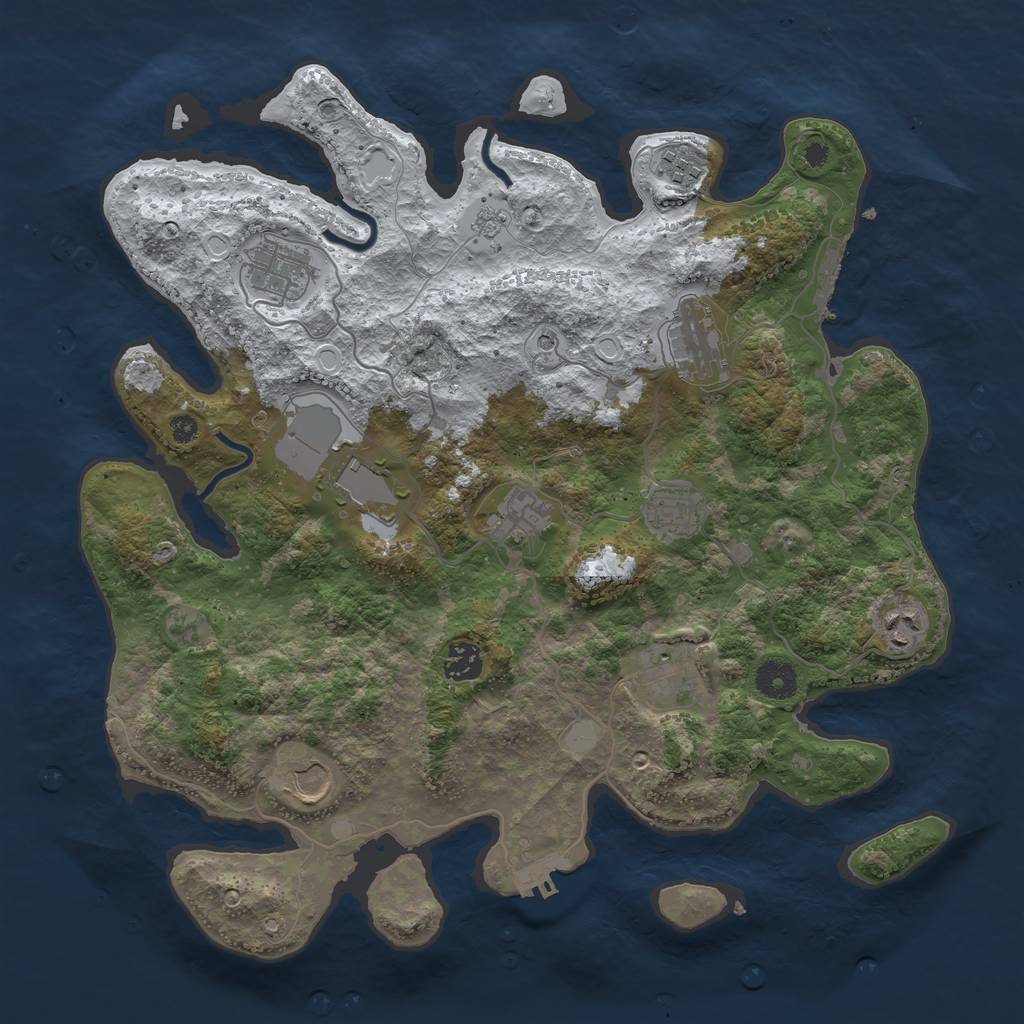 Rust Map: Procedural Map, Size: 3800, Seed: 1820085291, 19 Monuments