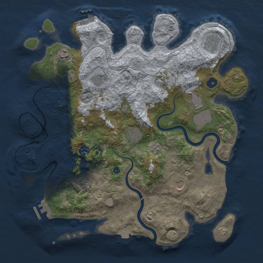 Rust Map: Procedural Map, Size: 3850, Seed: 828596821, 16 Monuments