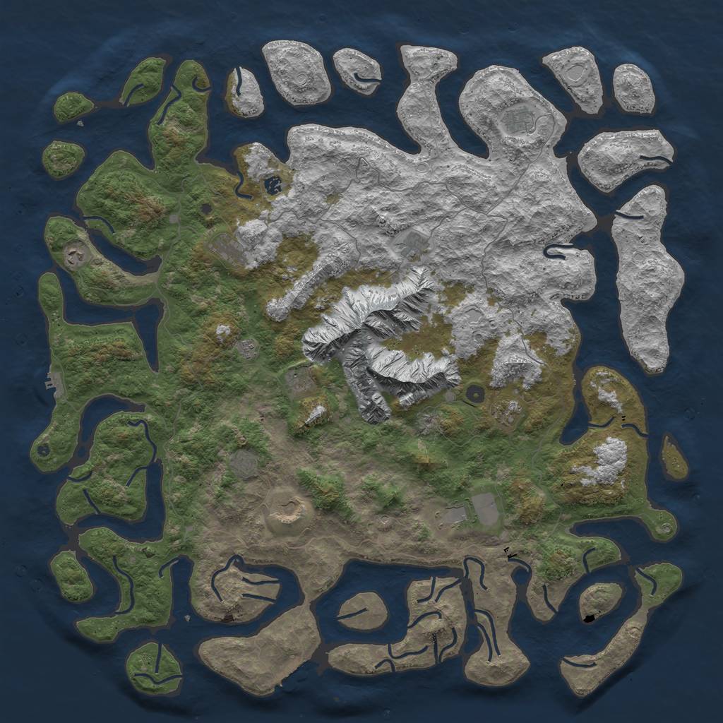 Rust Map: Procedural Map, Size: 6000, Seed: 826221, 19 Monuments