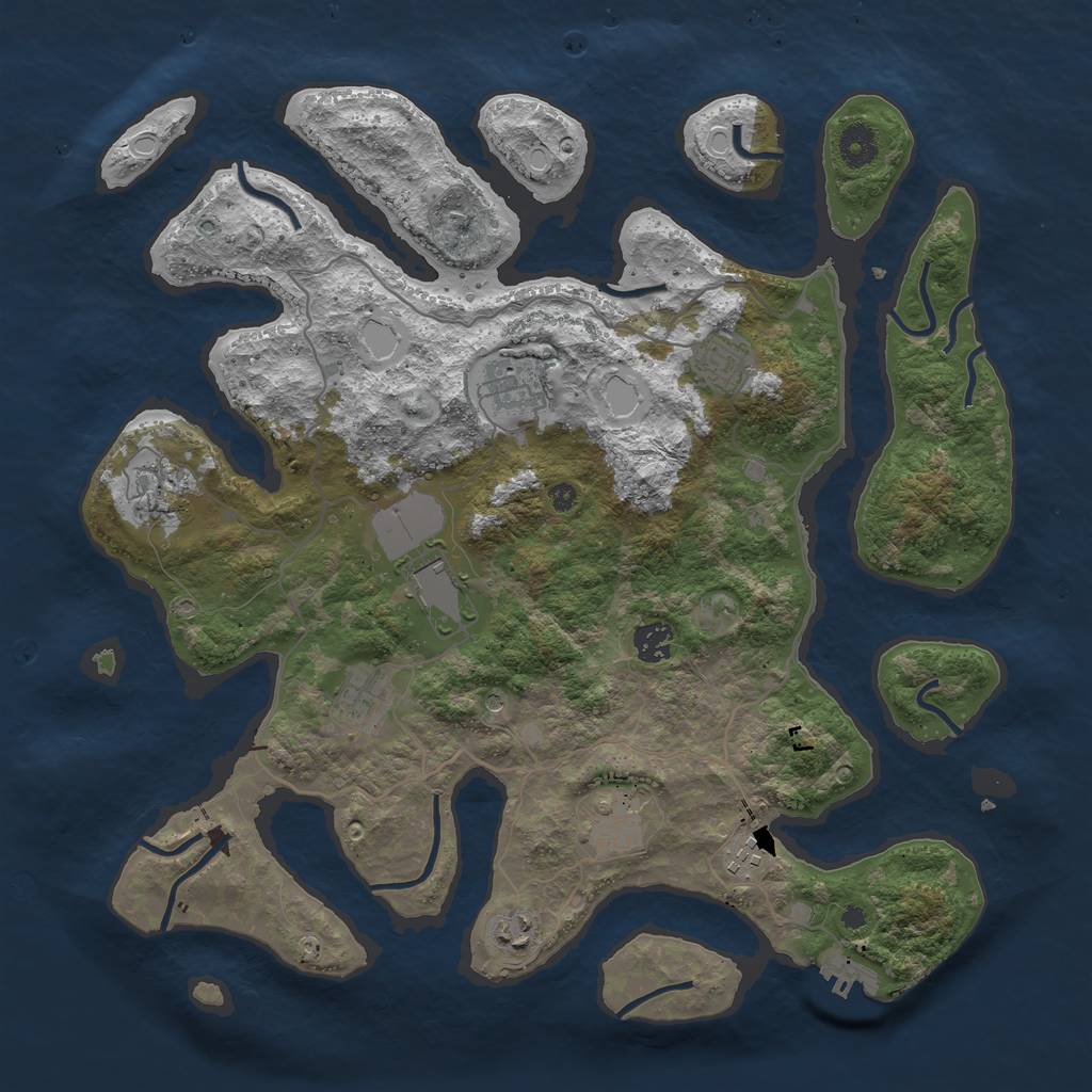 Rust Map: Procedural Map, Size: 4000, Seed: 1551, 19 Monuments