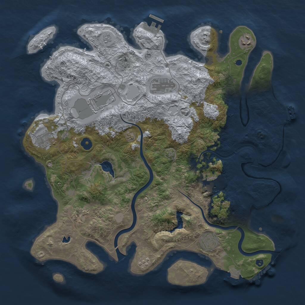 Rust Map: Procedural Map, Size: 4000, Seed: 1551, 14 Monuments