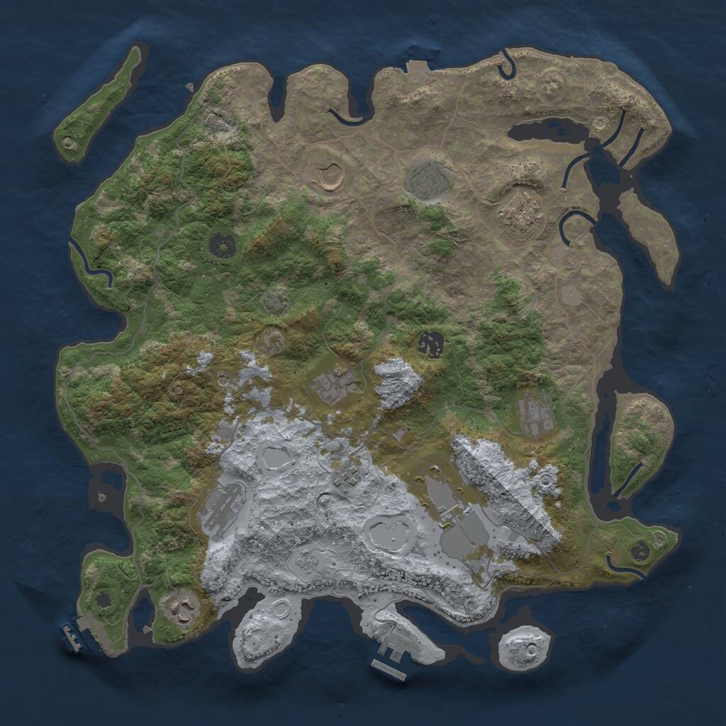 Rust Map: Procedural Map, Size: 4000, Seed: 1459251251, 16 Monuments