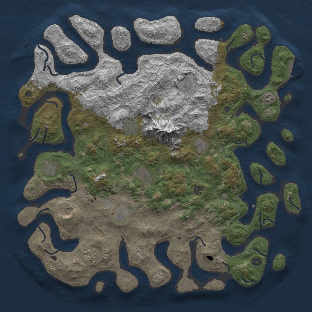 Rust Map: Procedural Map, Size: 5000, Seed: 20210607, 18 Monuments