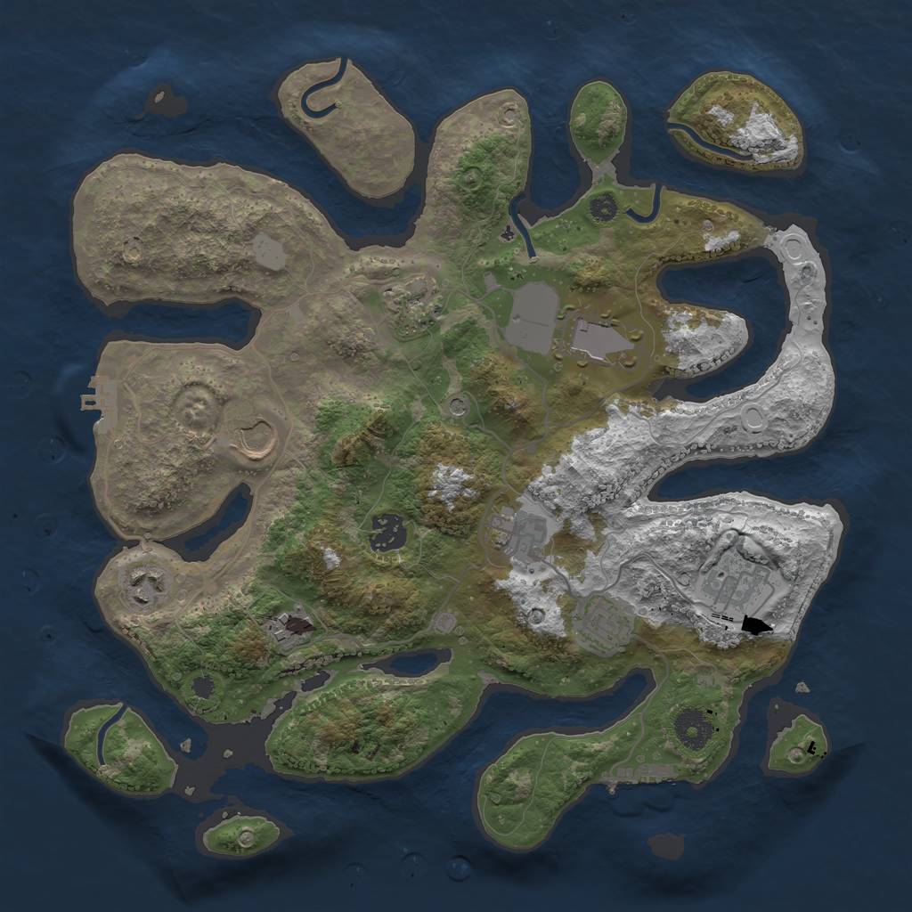 Rust Map: Procedural Map, Size: 3500, Seed: 20352, 17 Monuments