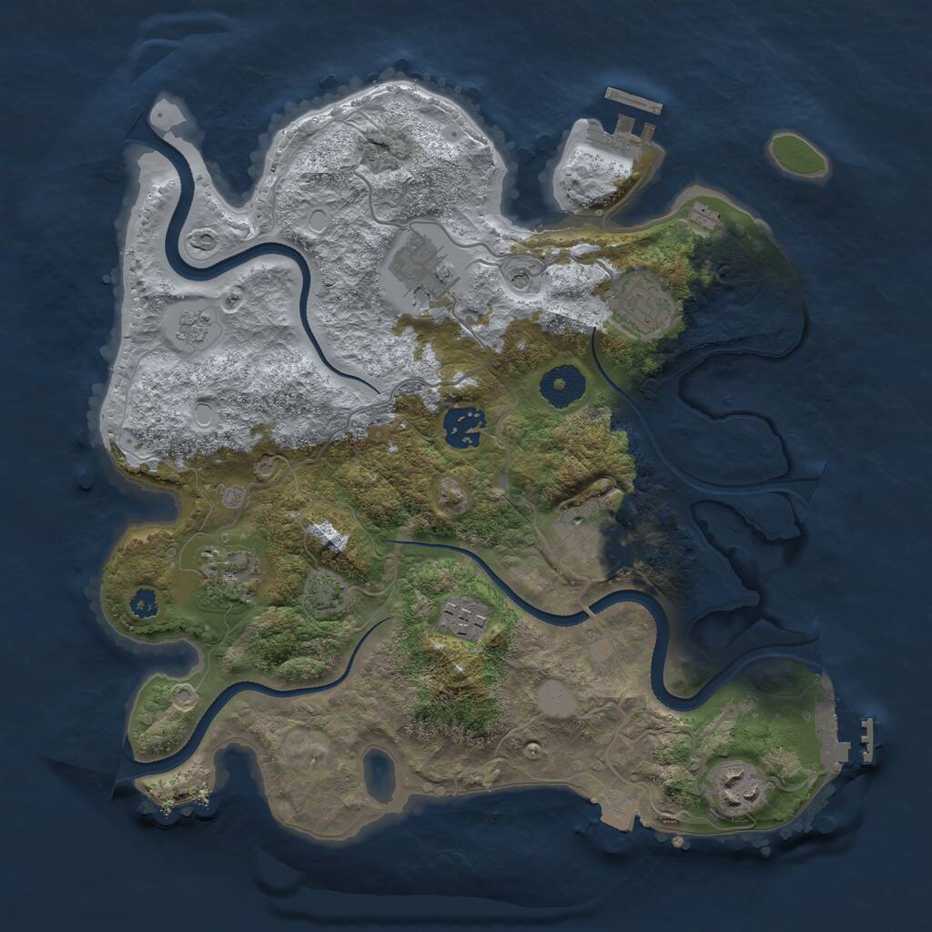 Rust Map: Procedural Map, Size: 3250, Seed: 207531925, 13 Monuments