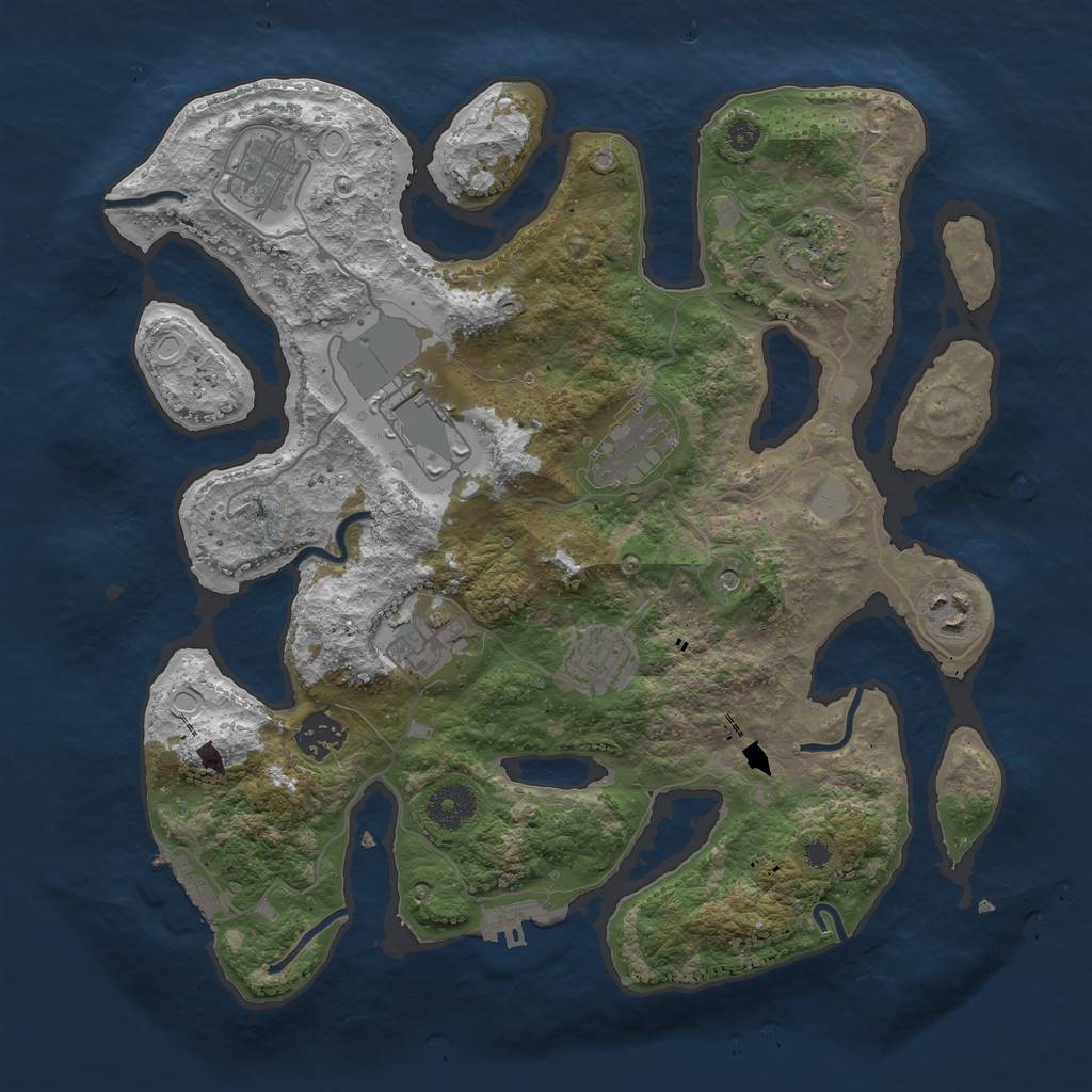 Rust Map: Procedural Map, Size: 3500, Seed: 1438777109, 16 Monuments