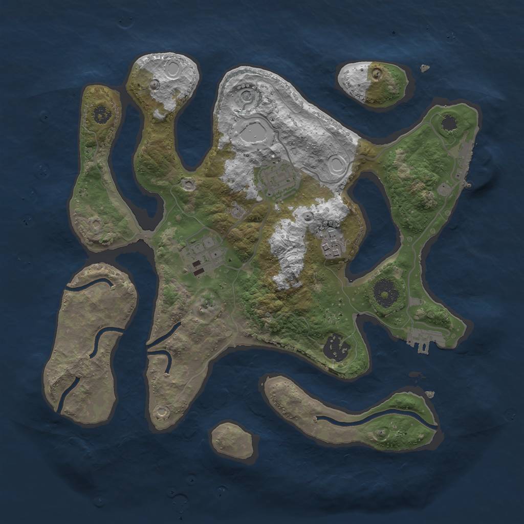 Rust Map: Procedural Map, Size: 3000, Seed: 2092521253, 12 Monuments