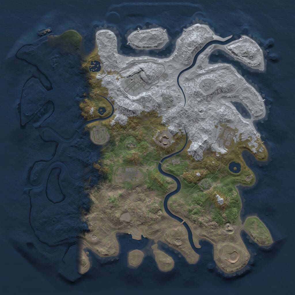 Rust Map: Procedural Map, Size: 3700, Seed: 611461209, 14 Monuments