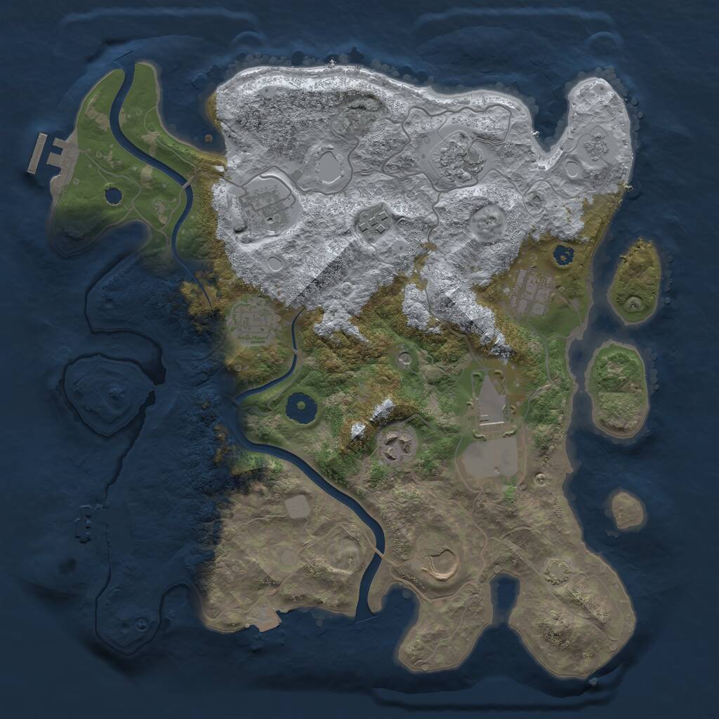Rust Map: Procedural Map, Size: 3500, Seed: 58792916, 14 Monuments