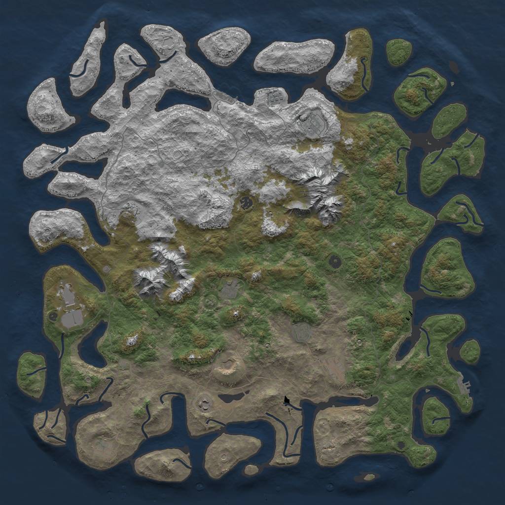 Rust Map: Procedural Map, Size: 6000, Seed: 643688630, 19 Monuments