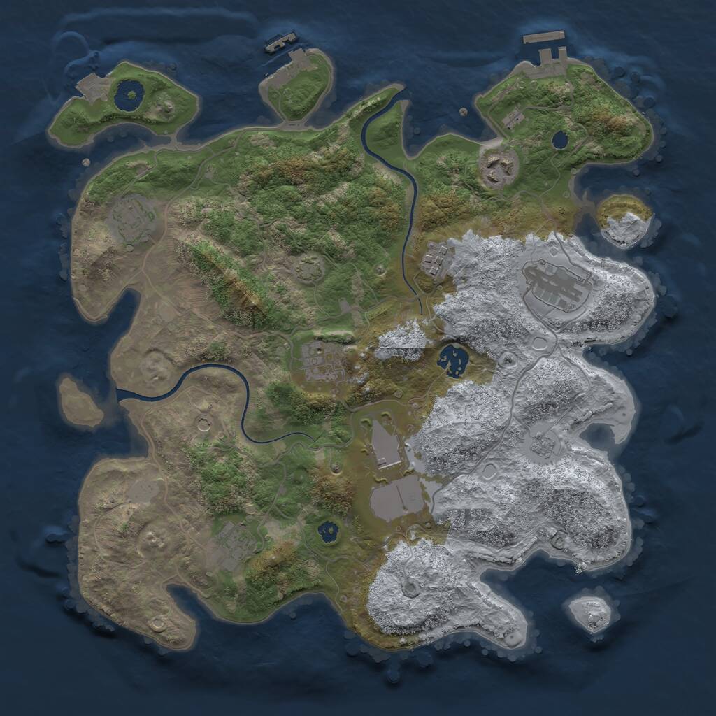 Rust Map: Procedural Map, Size: 3500, Seed: 222999555, 14 Monuments