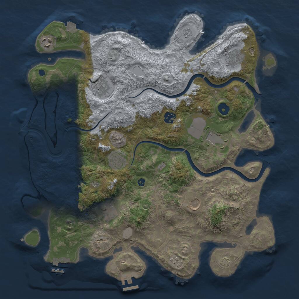 Rust Map: Procedural Map, Size: 3850, Seed: 325415457, 15 Monuments