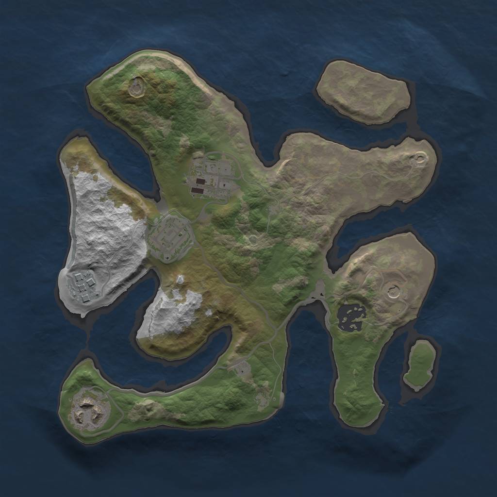 Rust Map: Barren, Size: 2500, Seed: 1355125, 8 Monuments