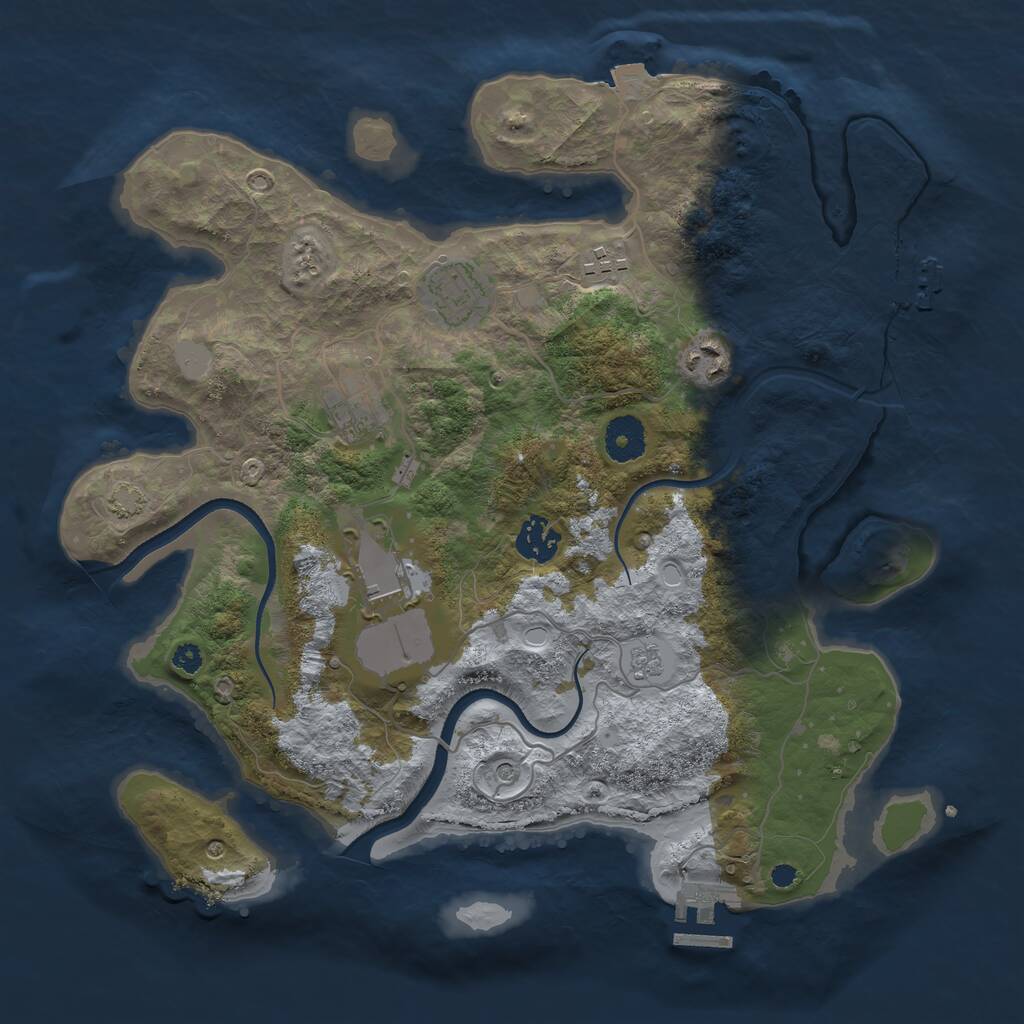 Rust Map: Procedural Map, Size: 3500, Seed: 1276509389, 12 Monuments