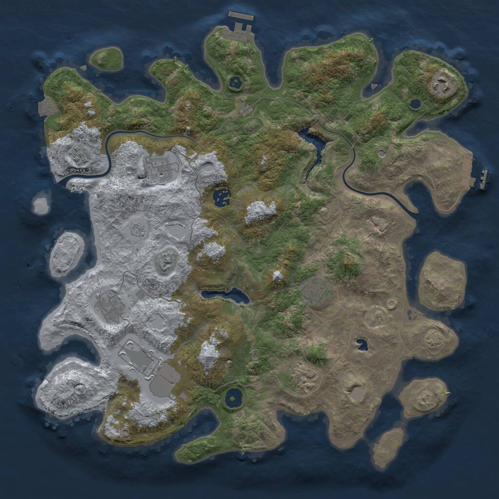 Rust Map: Procedural Map, Size: 4000, Seed: 27221125, 14 Monuments