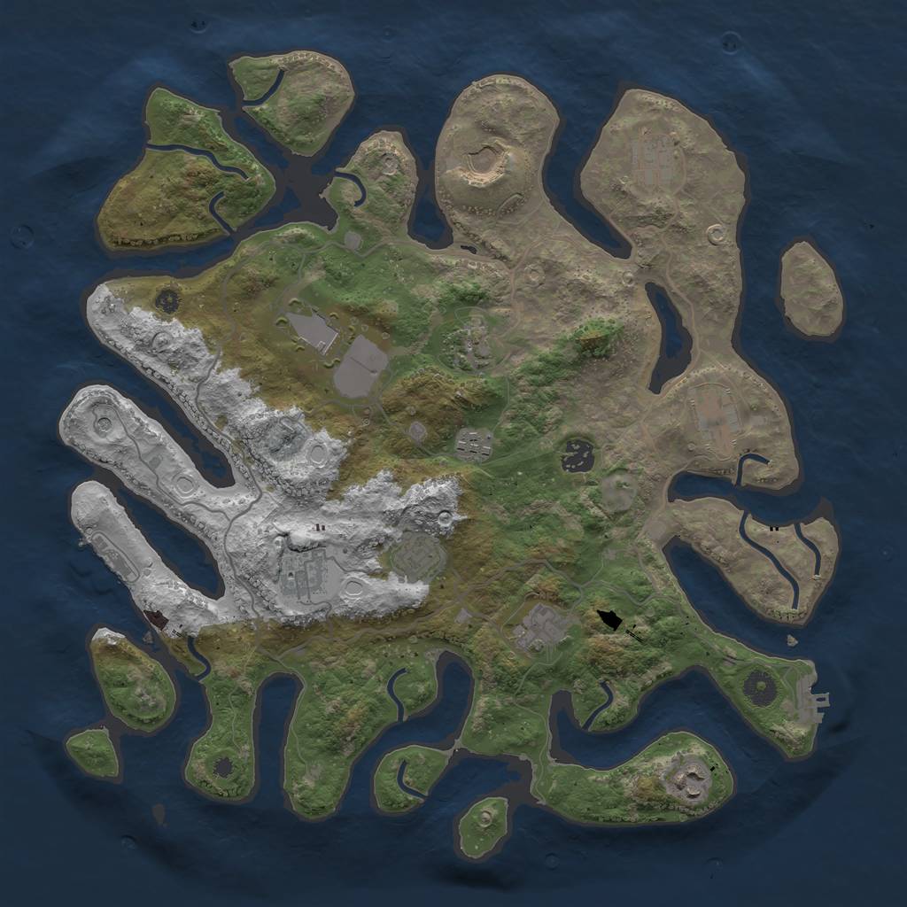 Rust Map: Procedural Map, Size: 4000, Seed: 3528, 19 Monuments