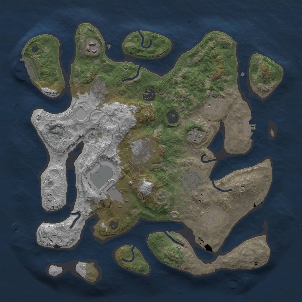 Rust Map: Procedural Map, Size: 3500, Seed: 1890212724, 20 Monuments