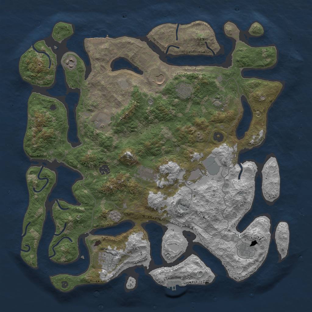 Rust Map: Procedural Map, Size: 4500, Seed: 1580946833, 19 Monuments