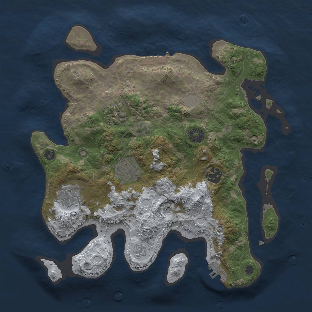 Rust Map: Procedural Map, Size: 3000, Seed: 785990, 13 Monuments